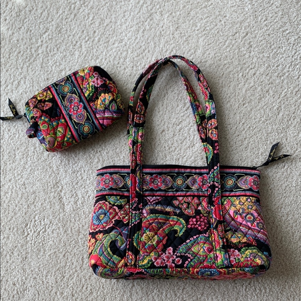 Vera Bradley Symphony In Hue (Retired) Shoulder Bag With Cosmetic Bag